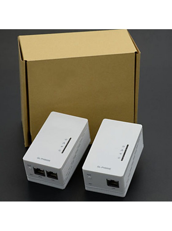 AV500 Passthrough Powerline Adapter 2 Ethernet Ports 2-Pack Kit NetworkP/N GL-PH500(RE) KIT