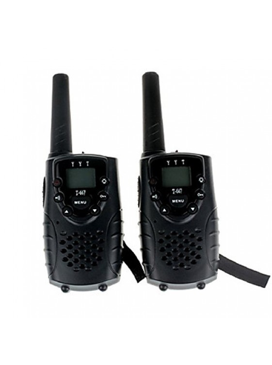 Durable Walkie Talkie With Earphone Jack UHF 462Mhz FRS/GMRS T667 Twin Walkie Talkie for ChildrenUp to 6Km(1 Pair Black)