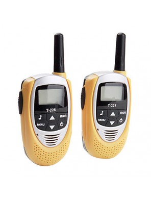 Mini 22-Channel Walkie Talkie (5km Range, 2-Pack, Yellow)