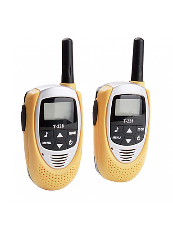 Mini 22-Channel Walkie Talkie (5km Range, 2-Pack, Yellow)