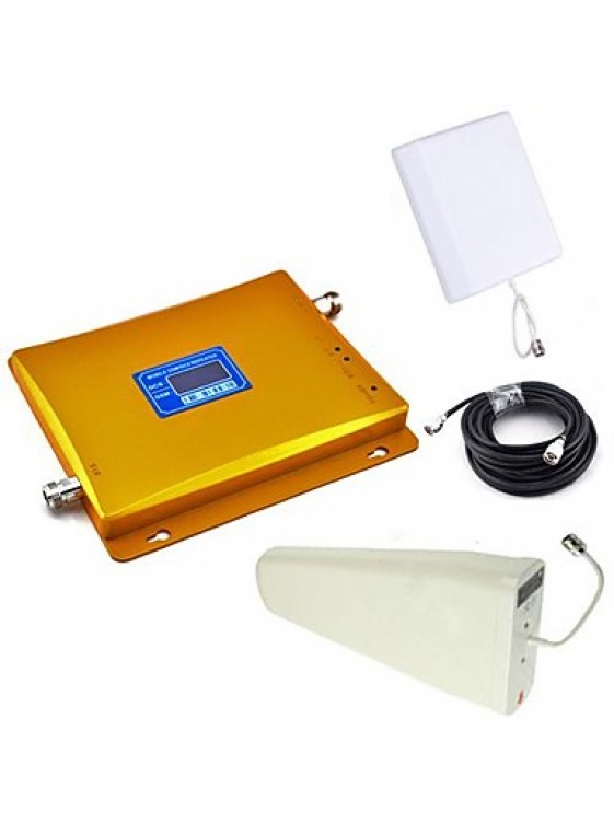 LCD Display GSM & DCS Mobile Phone Dual Band Signal Booster + Log Periodic Antenna + Planar Antenna with Cable